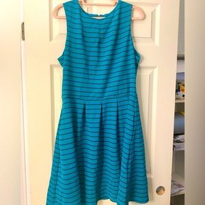 Target Mossimo Supply Co. Fit and Flare Dress (Teal and Navy Blue Stripes)